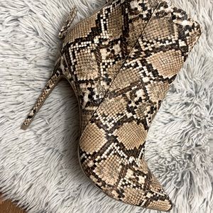 Fashion Nova snakeskin boots stiletto tight high heel